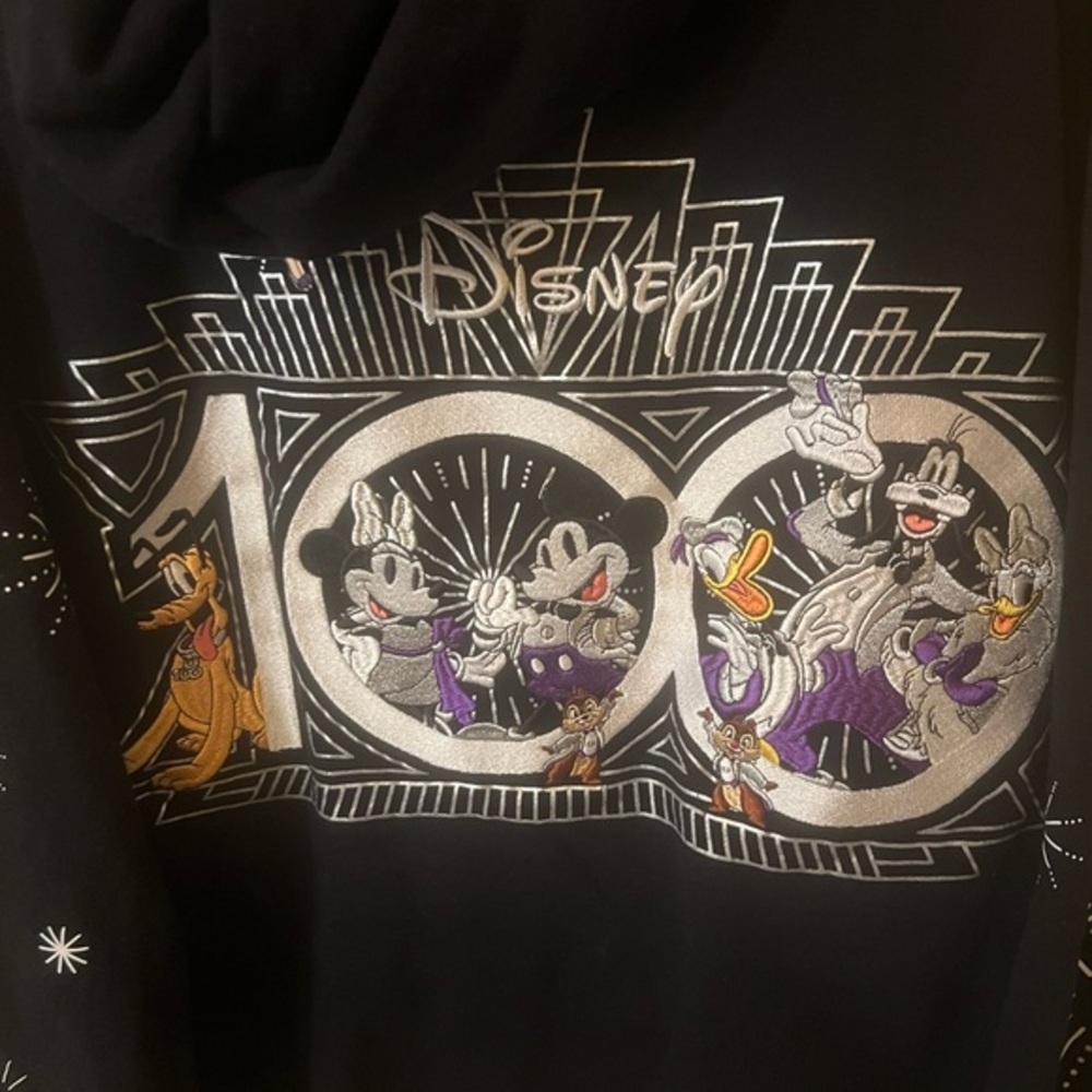 Disney Black Hoodie with Silver and Purple Accents